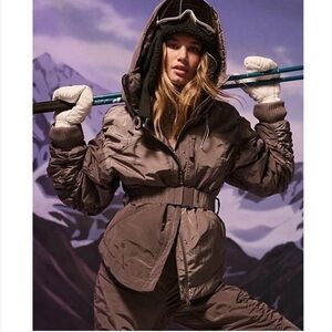 NWT Free People Lift Love Jacket Coat Gray Belted Snow Size Large L